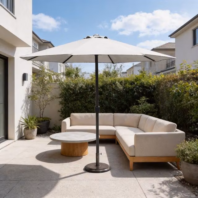 Abrihome Beige Patio Umbrella with Double Vent and Crank Handle, Diameter: 250 cm
