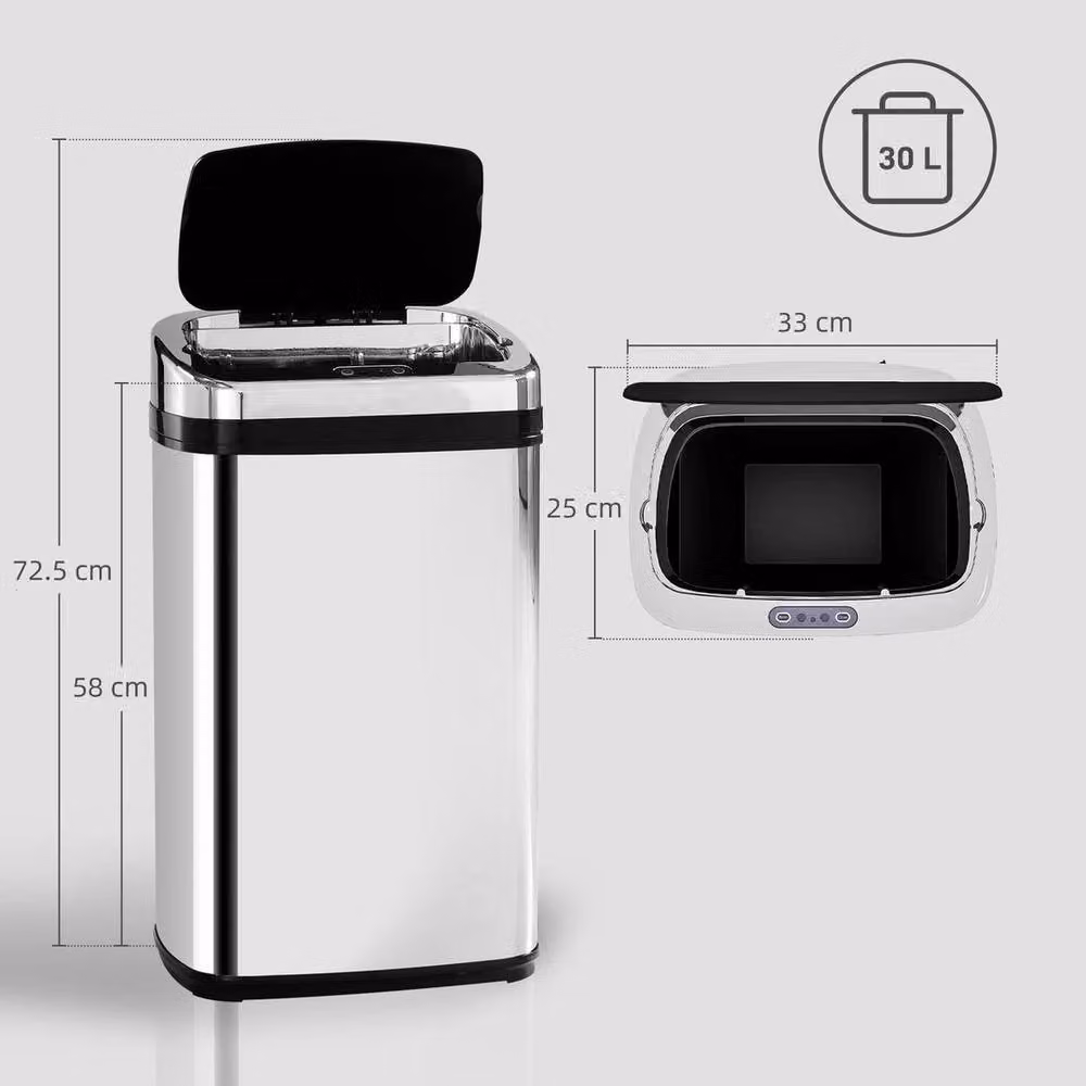 KORVIXA Stainless Steel Sensor Kitchen Bin in Silver – 2
