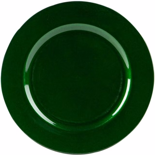 Argon Tableware Green Metallic Melamine Charger Plates
