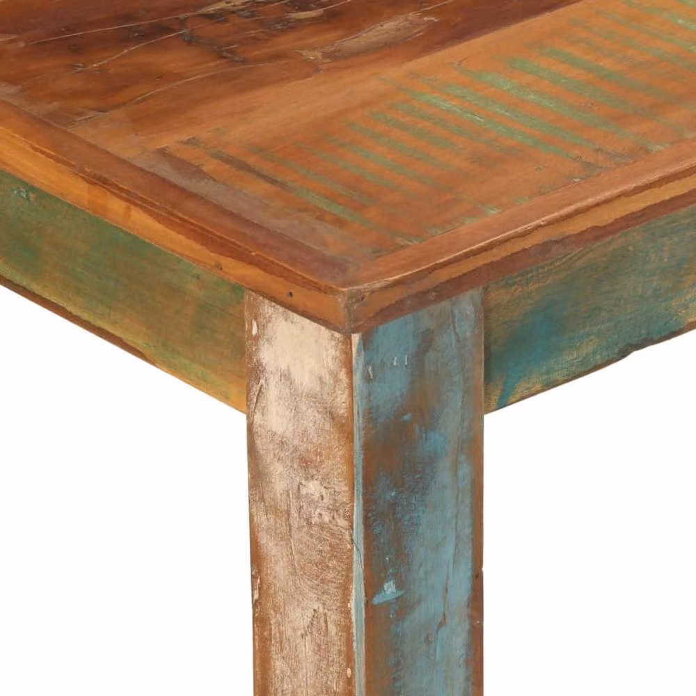 Berkfield Home Rectangular Solid Reclaimed Wood Dining Table in Multicolour, W/D/H: 110 x 55 x 76 cm – 2