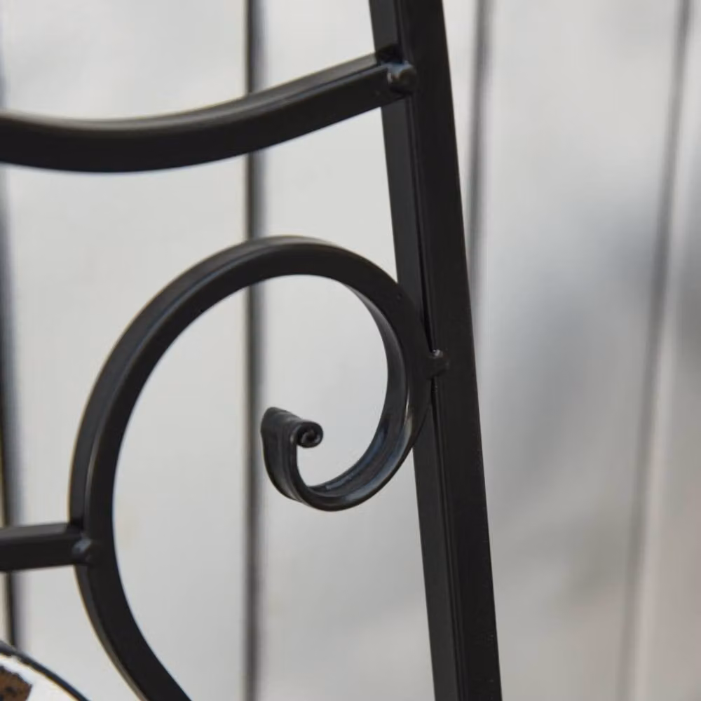 STILVORA Garden Bistro Set with Folding Chairs in Matt Black Metal – 4
