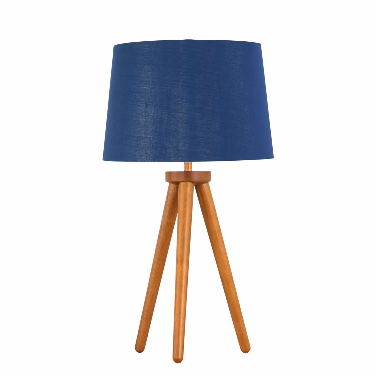 First Choice Lighting Set of 2 Dark Oak Table Lamps with Navy and Silver Fabric Shades in Brown, H: 51.0 cm, W: 28.5 cm, D: 28.5 cm – 2