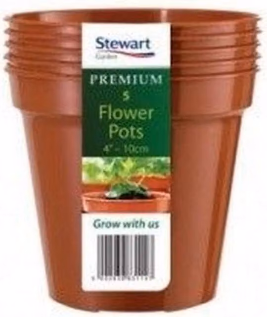 Stewart Plastic Plant Pot Pack of 5 in Orange and Brown – 1