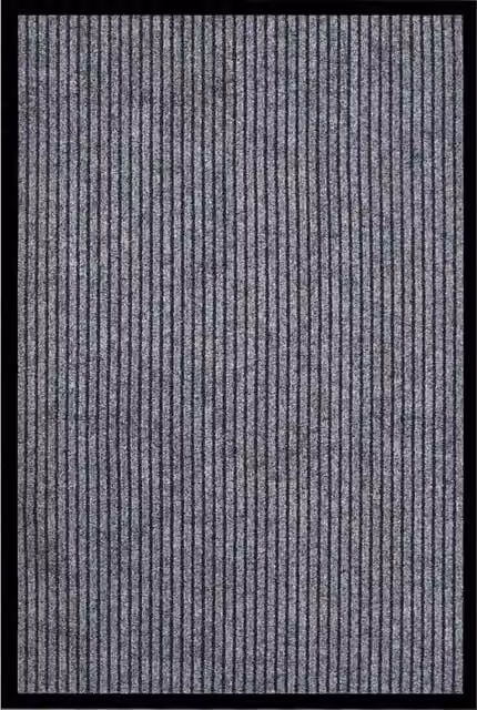 Berkfield Home Striped Grey and Black Non-Slip Doormat, W: 80 cm, D: 120 cm – 1