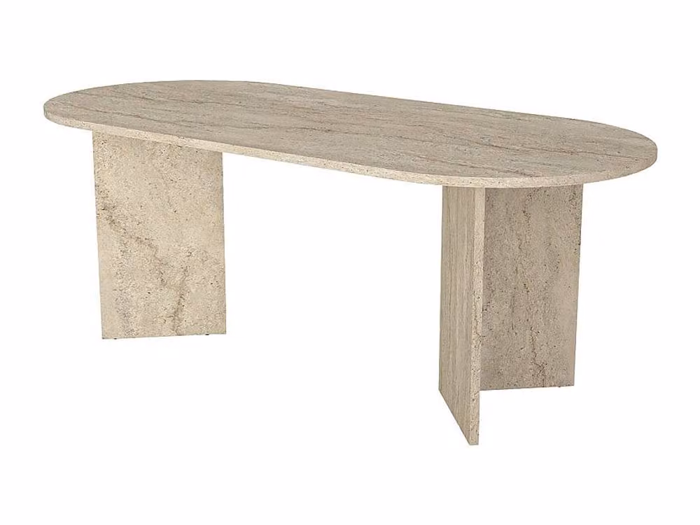 Vente-unique TOPANIA 8-Seater Rectangular Dining Table in Beige Travertine Effect, W: 240 cm, D: 90 cm, H: 74.7 cm – 2