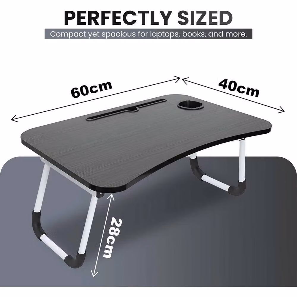 FORGEVIO Black Folding Laptop Table and Bed Tray with Adjustable Height and Tilt – 3