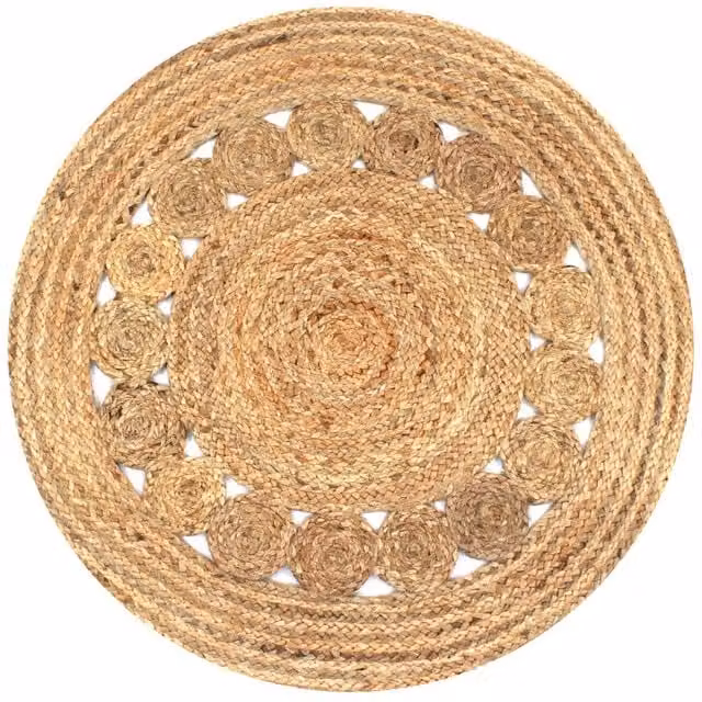 Berkfield Home Braided Jute Round Area Rug in Beige, Diameter: 100 cm
