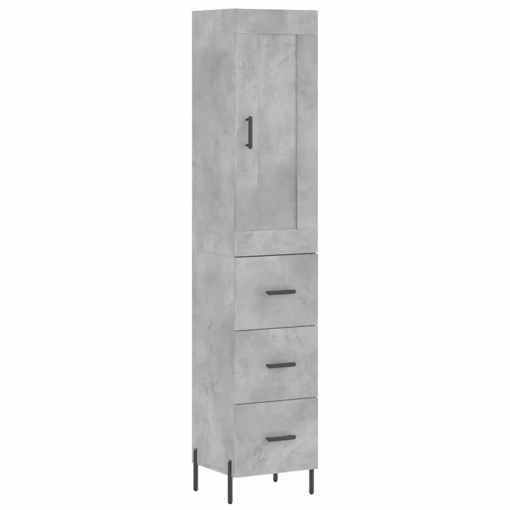 Berkfield Home Highboard in Concrete Grey, W/D/H: 34.5 x 34 x 180 cm – 2