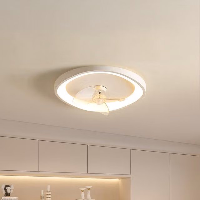 Livingandhome RGB Single-Circle LED Ceiling Fan Light with Remote Control and Timer, White