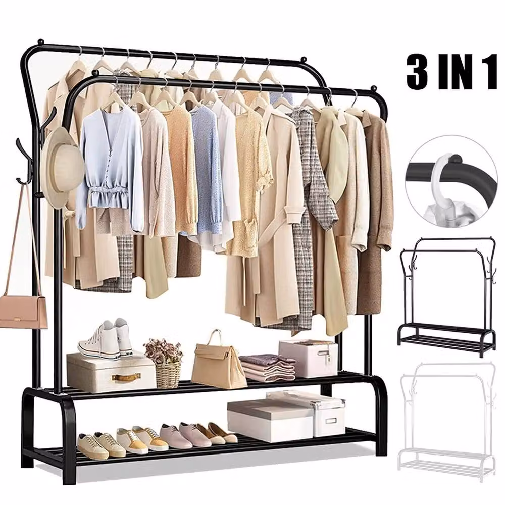SPETLEK Heavy Duty Metal Double Rail Garment Rack in Black – 4