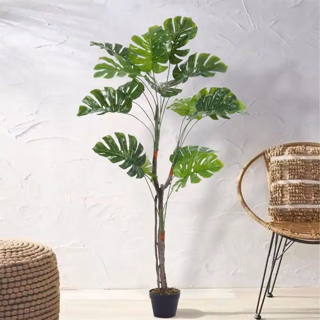 Breeins Artificial Monstera Deliciosa Green Plant in Pot, Height: 155 cm