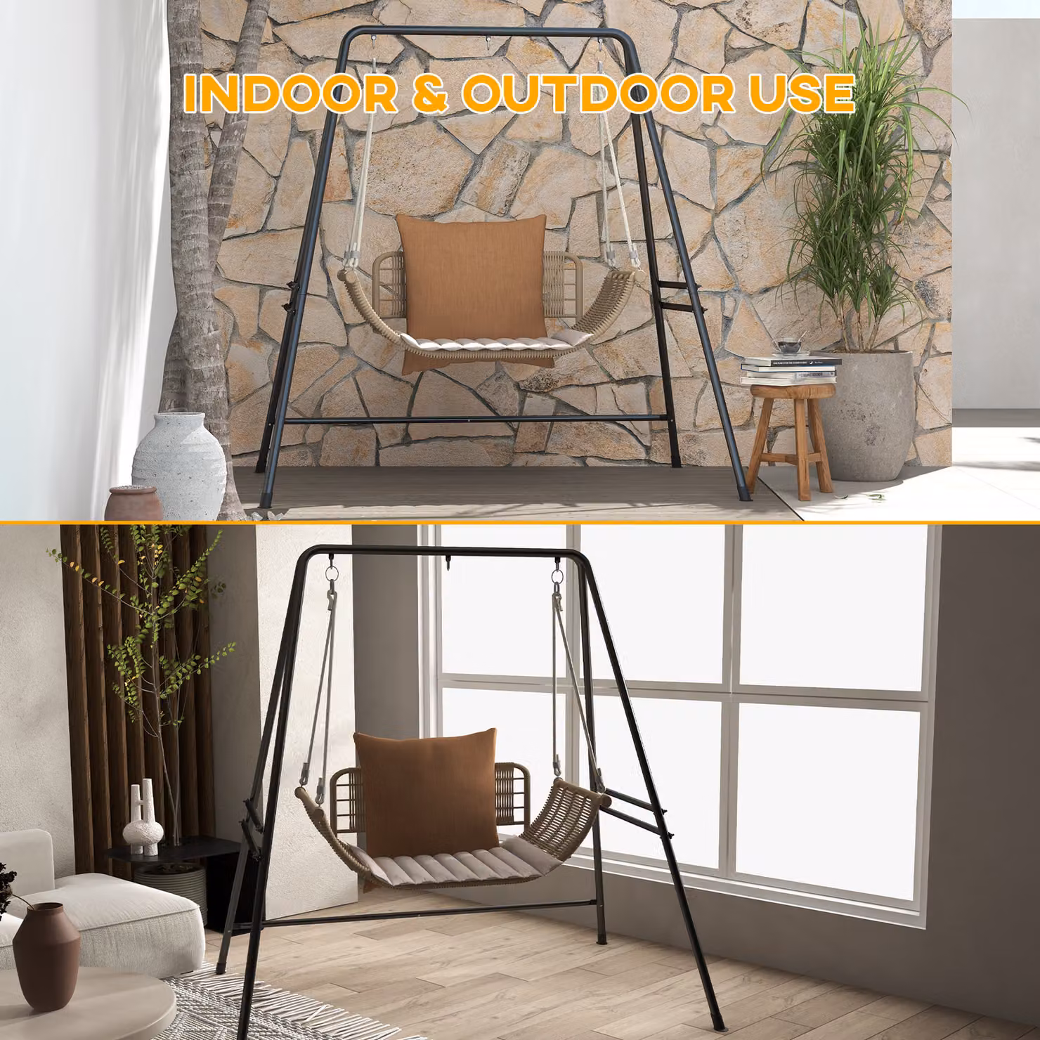Outsunny Heavy Duty Metal Hammock Chair Stand in Black – 4