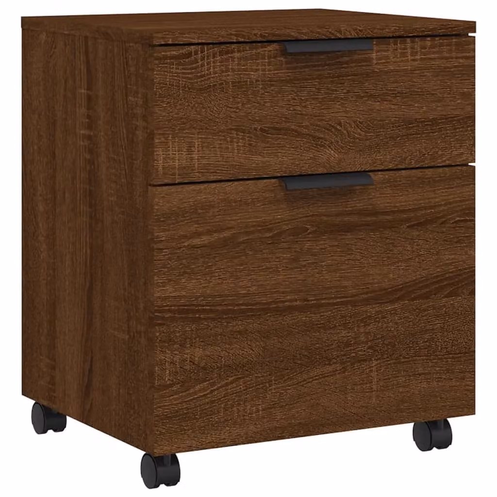Berkfield Home Mobile File Cabinet in Brown Oak with Castors, W/D/H: 45 x 38 x 54 cm – 2