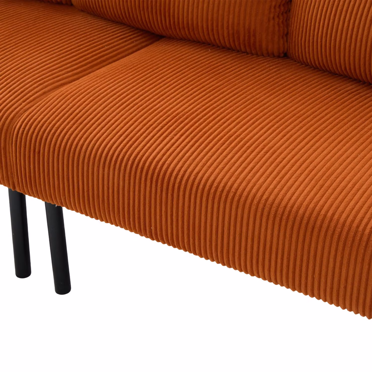 Aosom UK Oversized Two-Seater Corduroy Sofa in Orange with Ergonomic Curves and Dual Side Storage Pockets, W/D/H: 171 x 72 x 80 cm – 5