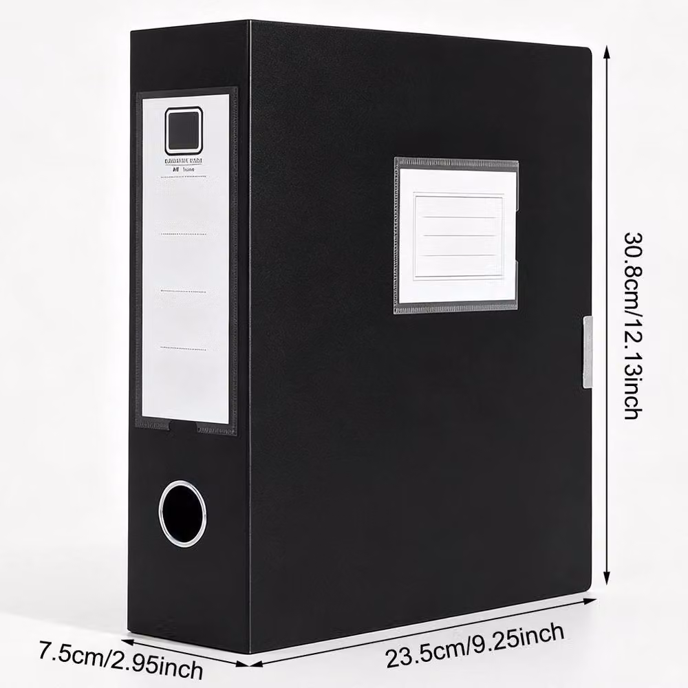Ventryn 3-Piece Set of 75mm Foldable A4 Document Storage Box Files in Black – 2
