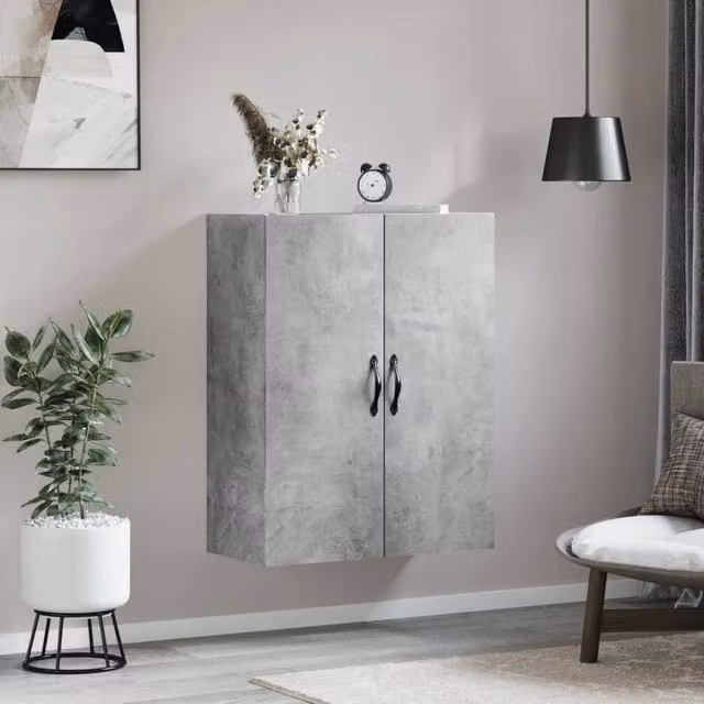Berkfield Home Wall Mounted Industrial Cabinet in Concrete Grey, W/D/H: 69.5 x 34 x 90 cm