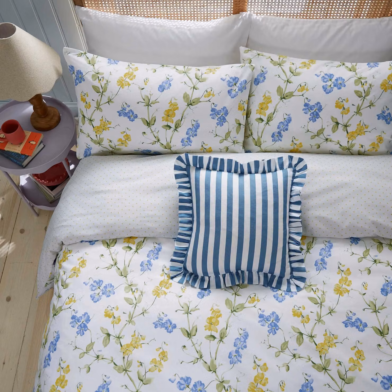 Helena Springfield Secret Garden Blue Striped Cotton Square Cushion, W/D/H: 40 x 40 x 40 cm – 3