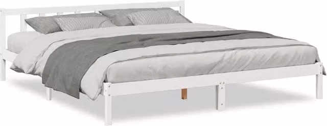 Berkfield Home Extra Long Solid Wood Pine Bed Frame in White, W/D/H: 180 x 220 cm
