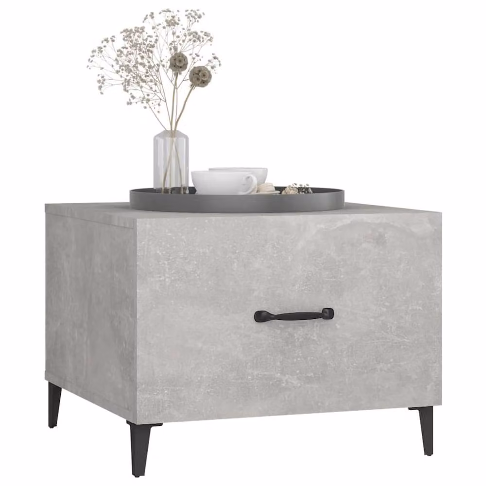 Berkfield Home Set of 2 Concrete Grey Coffee Tables with Metal Legs, W/D/H: 50 x 50 x 40 cm – 2