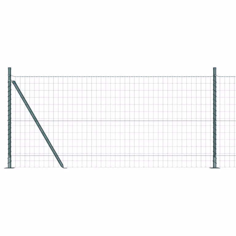 Berkfield Home Euro Fence with 13 Flanged Posts, 1 x 25 m, Galvanised Steel in Silver