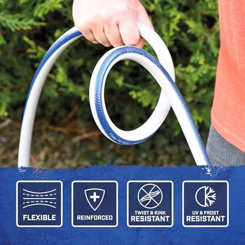 Faithfull Flexible Anti-Twist NTS PVC Hose, 15m, 12.7mm Diameter, Grey – 6
