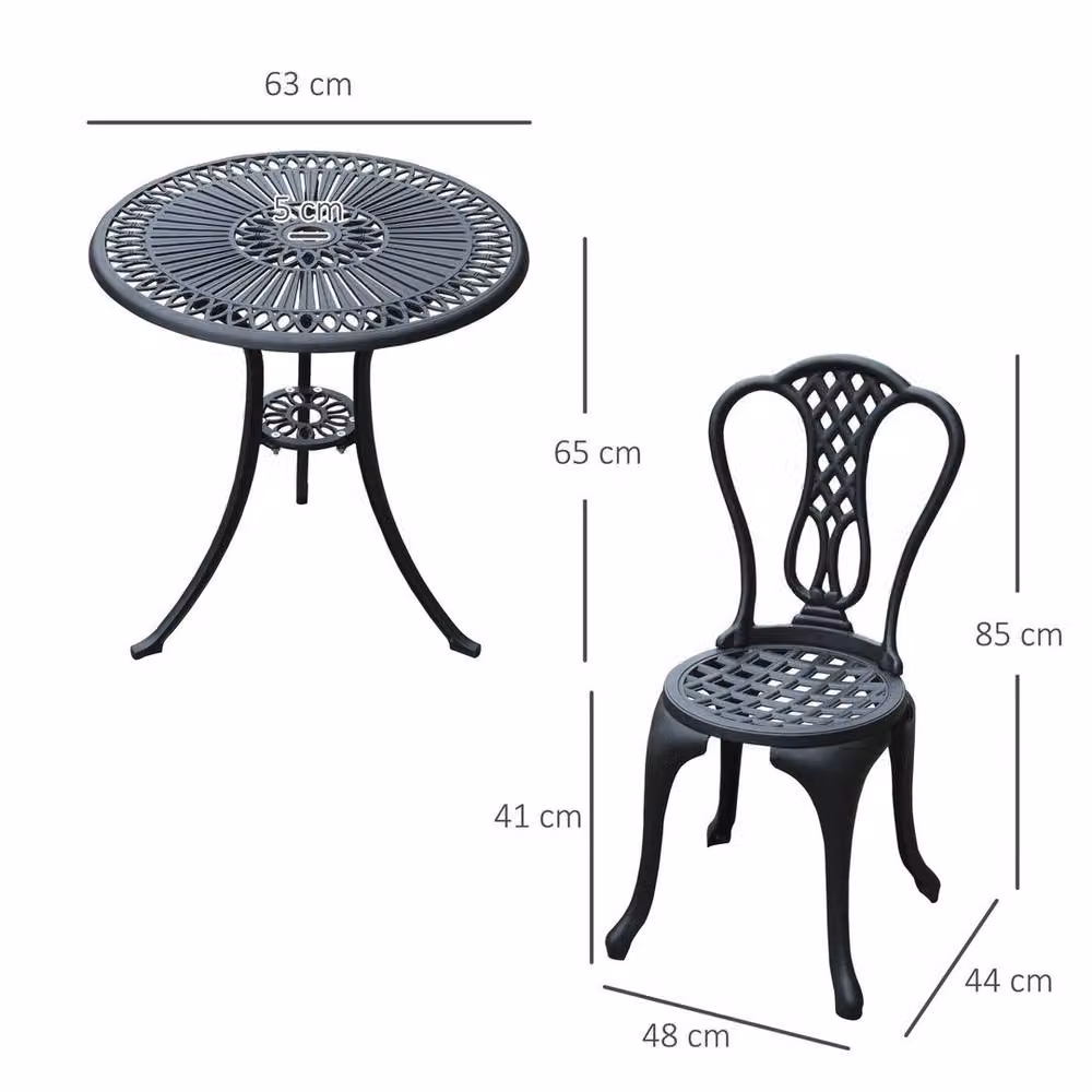 EONLION 3-Piece Black Garden Furniture Set with Table and Chairs for Adults – 2