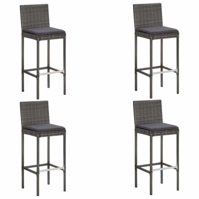 Berkfield Home 5 Piece Grey Poly Rattan Garden Bar Set with Cushions