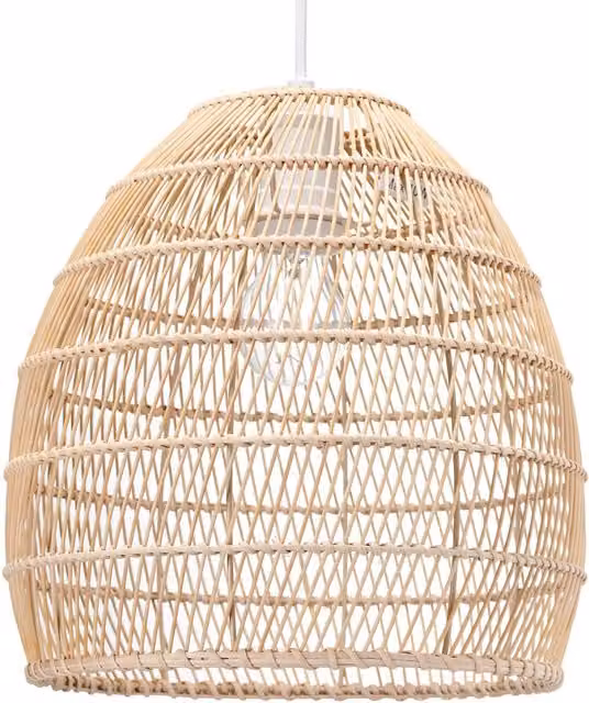 Happy Homewares Vintage Spiral Rattan Ceiling Lamp Shade in Brown