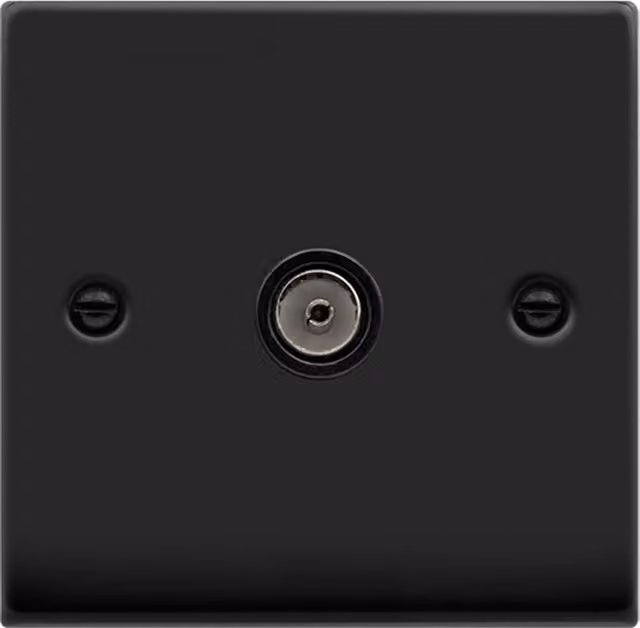 SE HOME Black Flush Single Coaxial TV Socket with Plate
