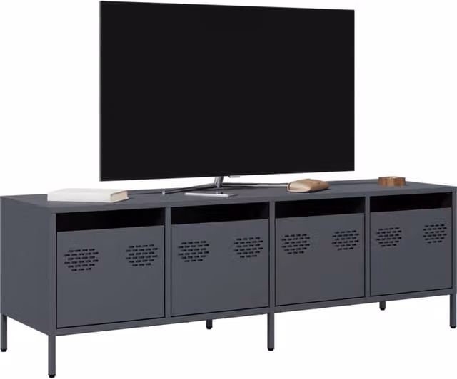Berkfield Home Anthracite Industrial TV Cabinet in Cold-rolled Steel, W: 135 cm, D: 39 cm, H: 43.5 cm