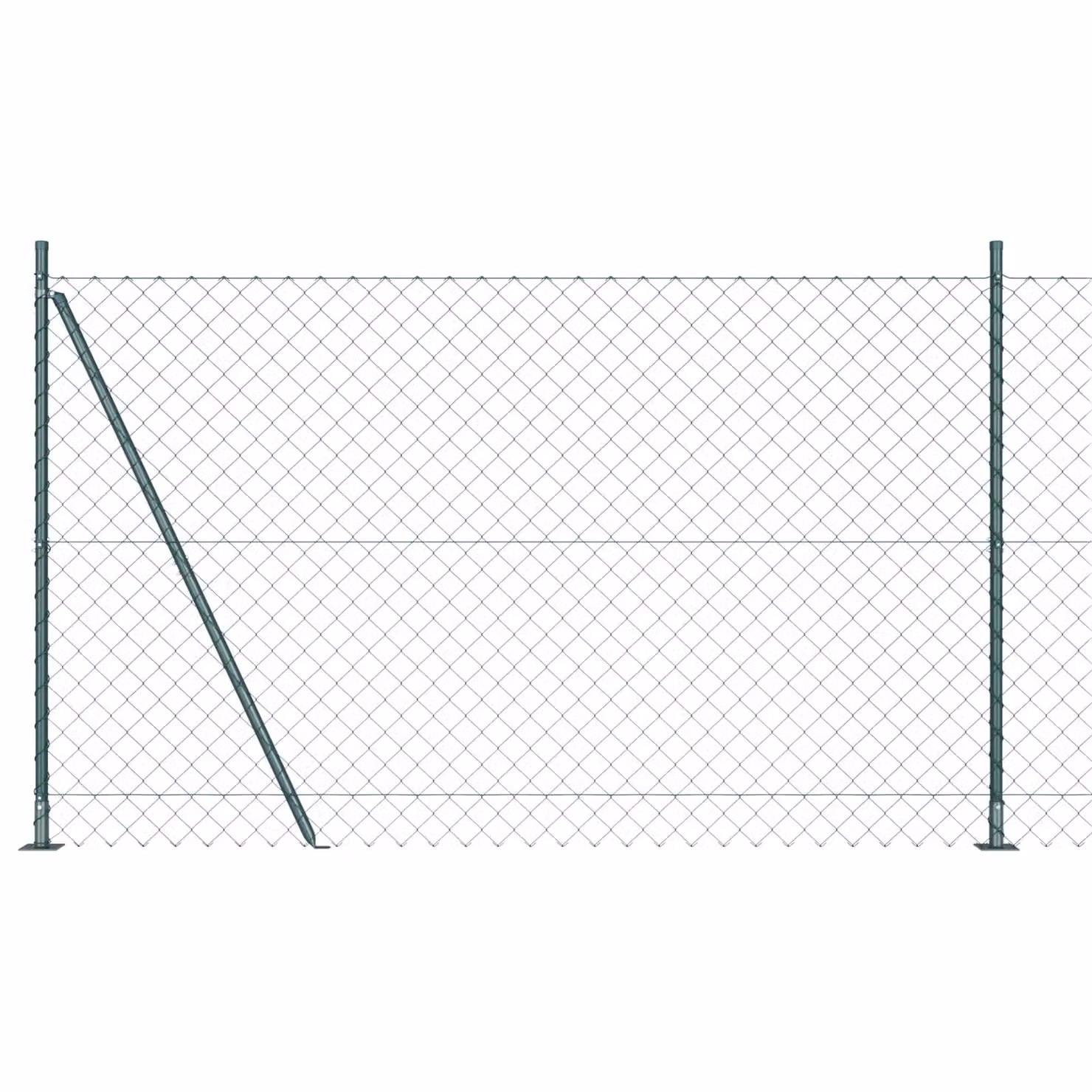 Berkfield Home Green Galvanised Steel Chain Link Fence with 13 Flanged Posts, 1.6 x 25 m – 2