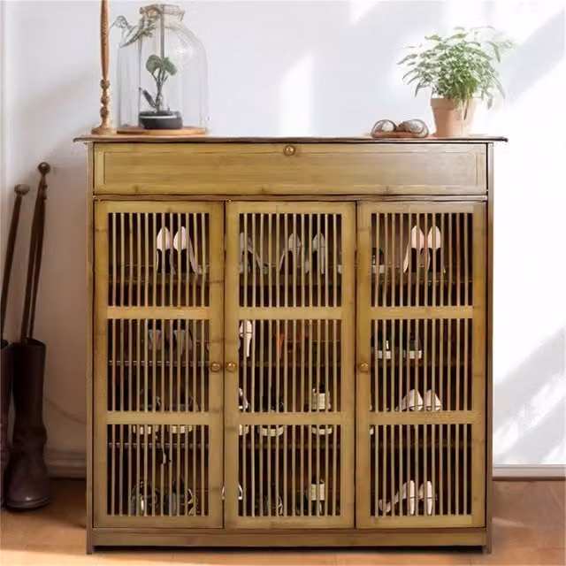 Nordara Large Wooden Shoe Cabinet Storage Organiser in Brown – 1