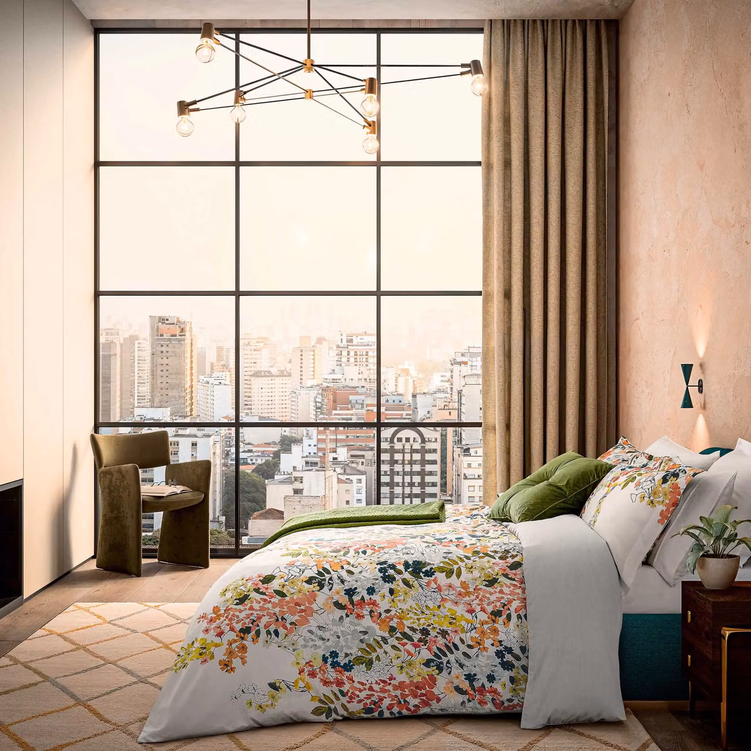 Ted Baker Wisteria Reversible Cotton Mako Satin Duvet Cover and Pillowcase Set, Multicolour, W/D/H: 200 x 200 cm – 2