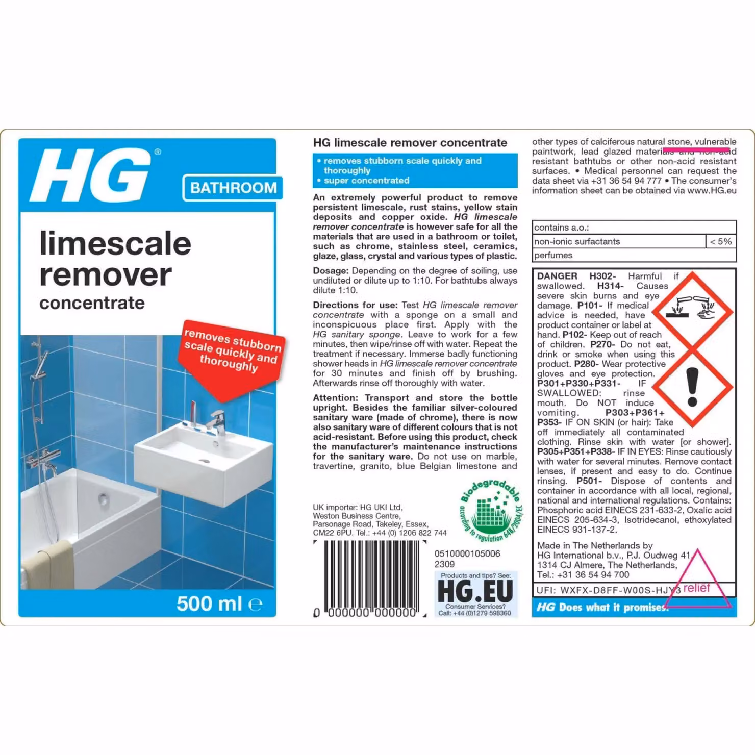 HG Limescale Remover for Coloured Sanitary Ware, 500ml, White – 2