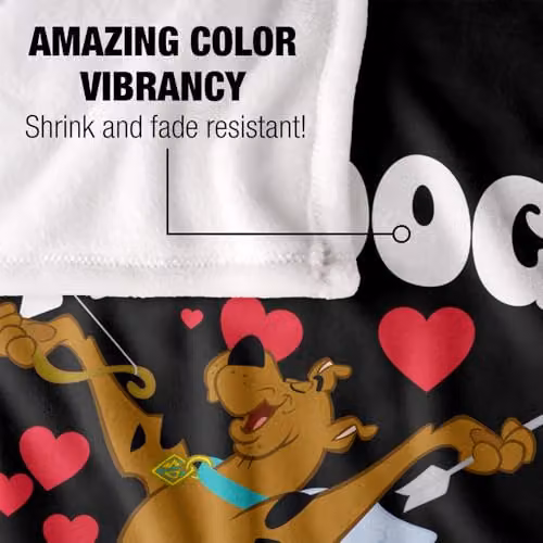 Warner Bros. Scooby Doo My Dog Is My Valentine Super Soft Fleece Throw Blanket, Multicolour – 3