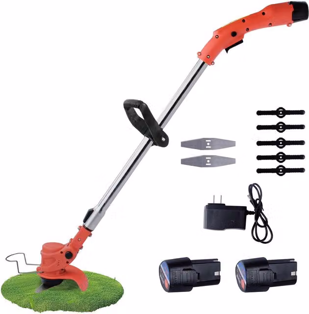 Groundlevel Orange Cordless Rechargeable Battery Garden Strimmer