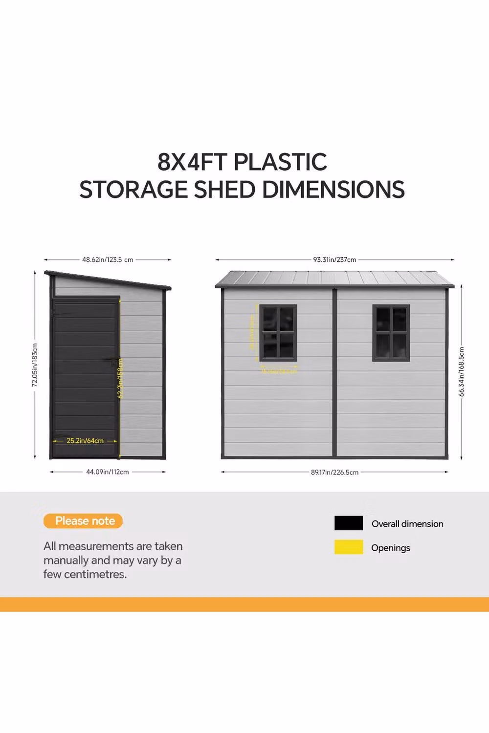 Living and Home Grey Pent Roof Outdoor Garden Tool Storage Shed, W: 243.8 cm x D: 121.9 cm x H: 183.0 cm – 3
