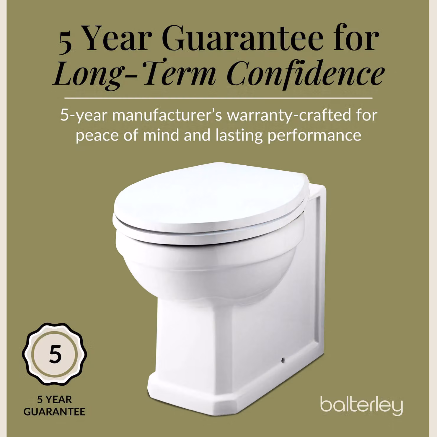 Balterley Traditional Back To Wall Toilet Pan, White Ceramic, Wall Mounted – 3
