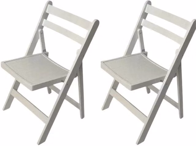 PAWNORA Pack of 2 White Lacquered Wooden Folding Chairs – 1