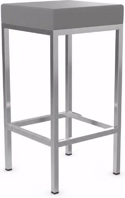 netfurniture Ernest Grey Padded Synthetic Leather Kitchen Bar Stool with Chrome Metal Frame