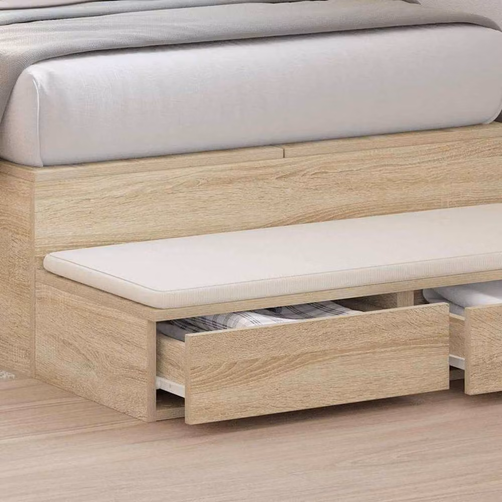 Berkfield Home Sonoma Oak Bed Drawers in Beige, W/D/H: 90 x 36.5 x 16.5 cm – 2