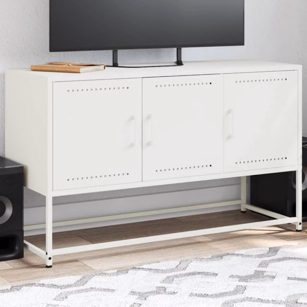 Berkfield Home Industrial White Metal TV Cabinet W: 100.5 cm, D: 39 cm, H: 60.5 cm – 2
