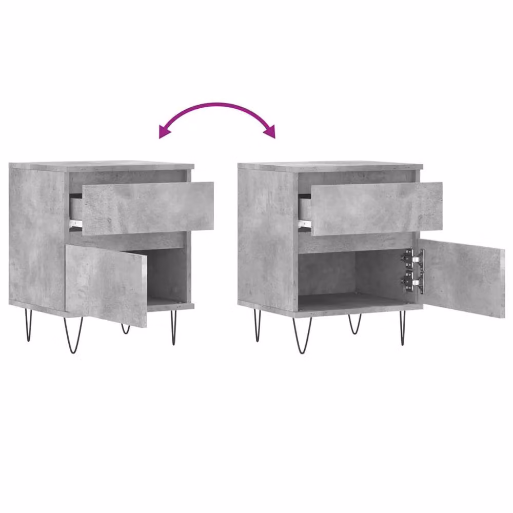 Berkfield Home Bedside Cabinet in Concrete Grey, W/D/H: 40 x 35 x 50 cm – 3