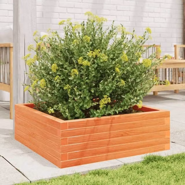 Berkfield Home Decorative Garden Planter Tub in Wax Brown Solid Wood Pine, W/D/H: 70 x 70 x 23 cm – 1