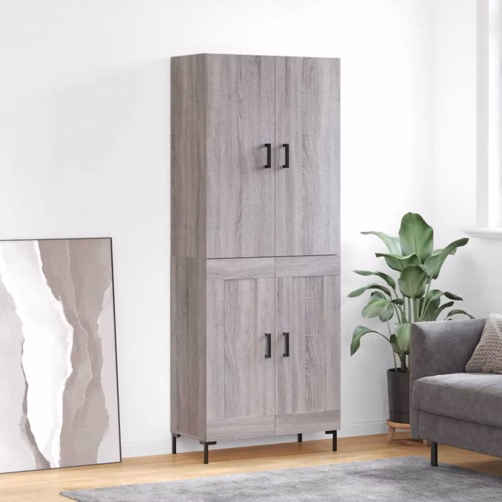 Berkfield Home Grey Sonoma Highboard in Engineered Wood, W: 69.5 cm, D: 34 cm, H: 180 cm – 2