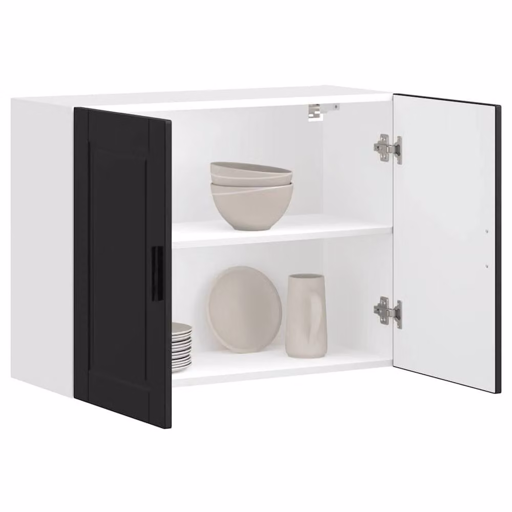 Berkfield Home Porto Black Matt Kitchen Wall Cabinet in Engineered Wood – 2