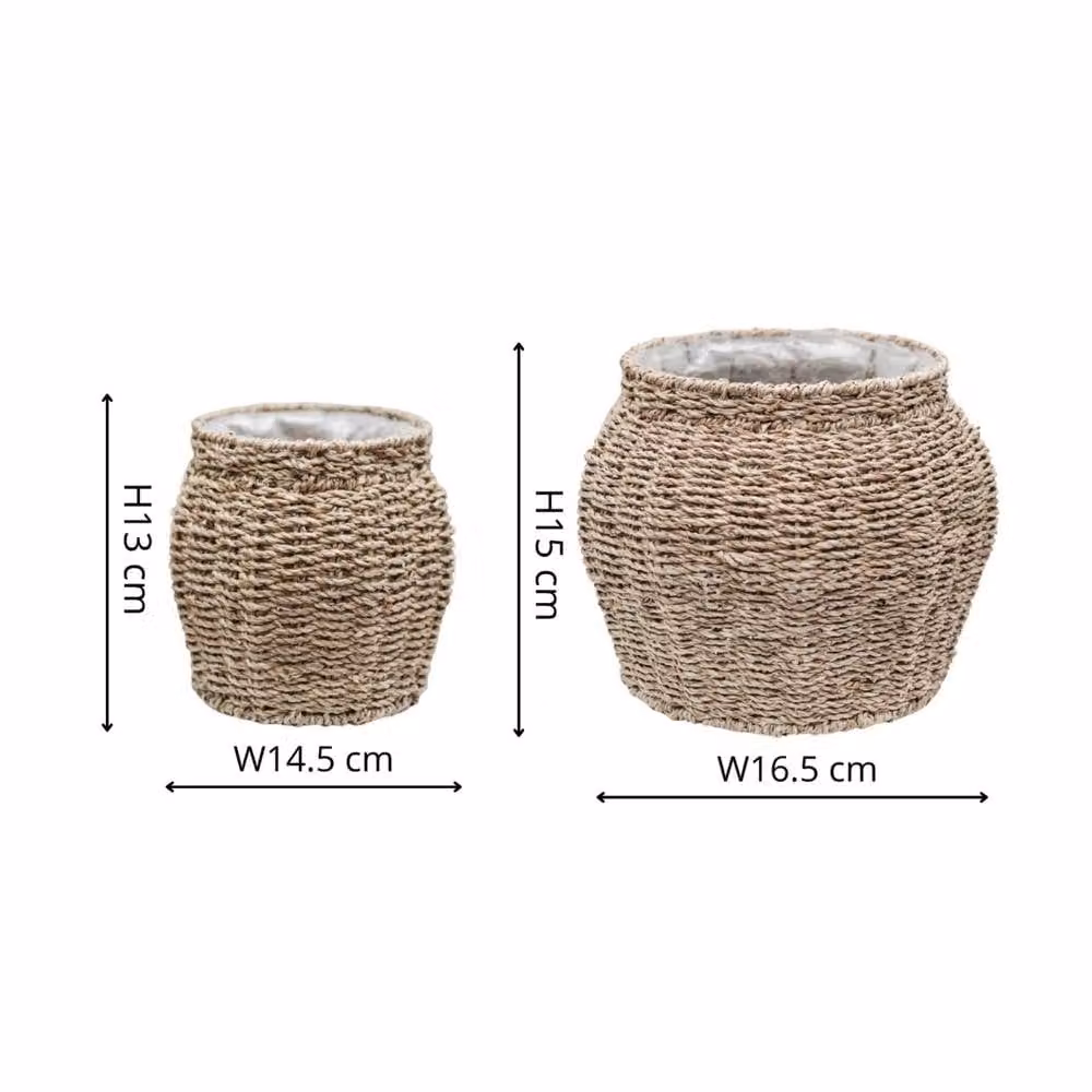 Ivyline Tula Tapered Seagrass Planter Set of 2 in Brown – 1