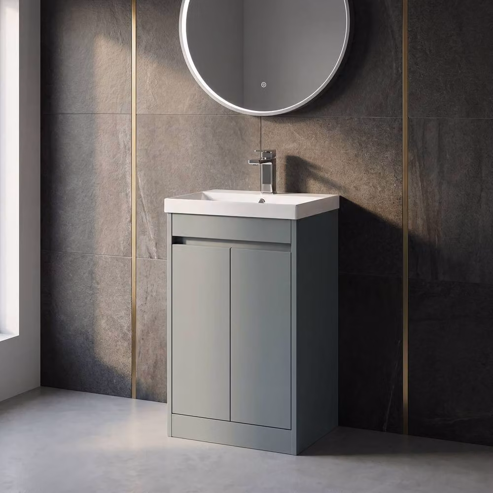 Balterley Chartley 2 Door Floor Standing Bathroom Vanity Unit with Thin Edge Basin, Coastal Grey, W/D/H: 52.0 x 39.5 x 83.5 cm – 3