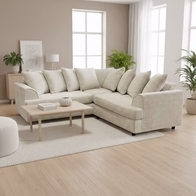Abakus Direct Ferguson Chenille Left-Facing L-Shape Corner Sofa in Stone Grey