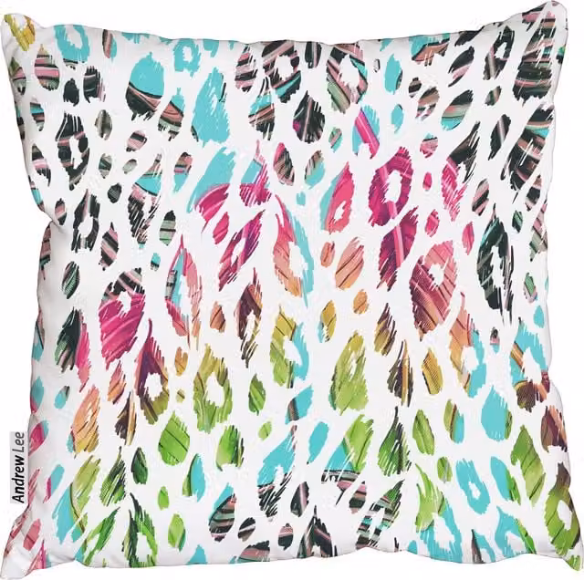 Benjamin Tate Design LTD Blue and Multicolour Floral Jungle Exotic Animal Print Square Cushion, W/D/H: 45 x 45 x 1 cm